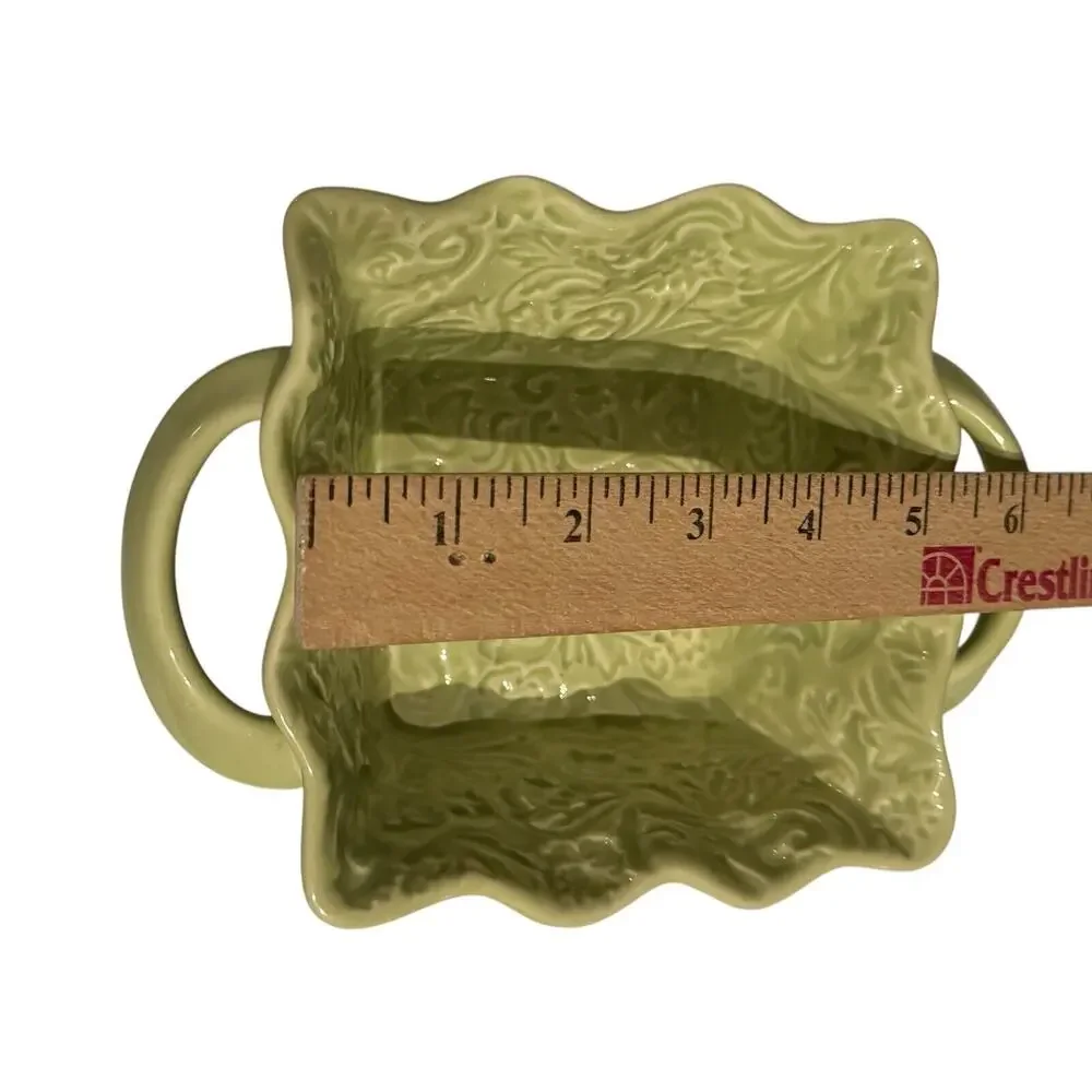 Candy Dish With Handles Textured Ceramic Green Kitchen Entertaining Dinner Party